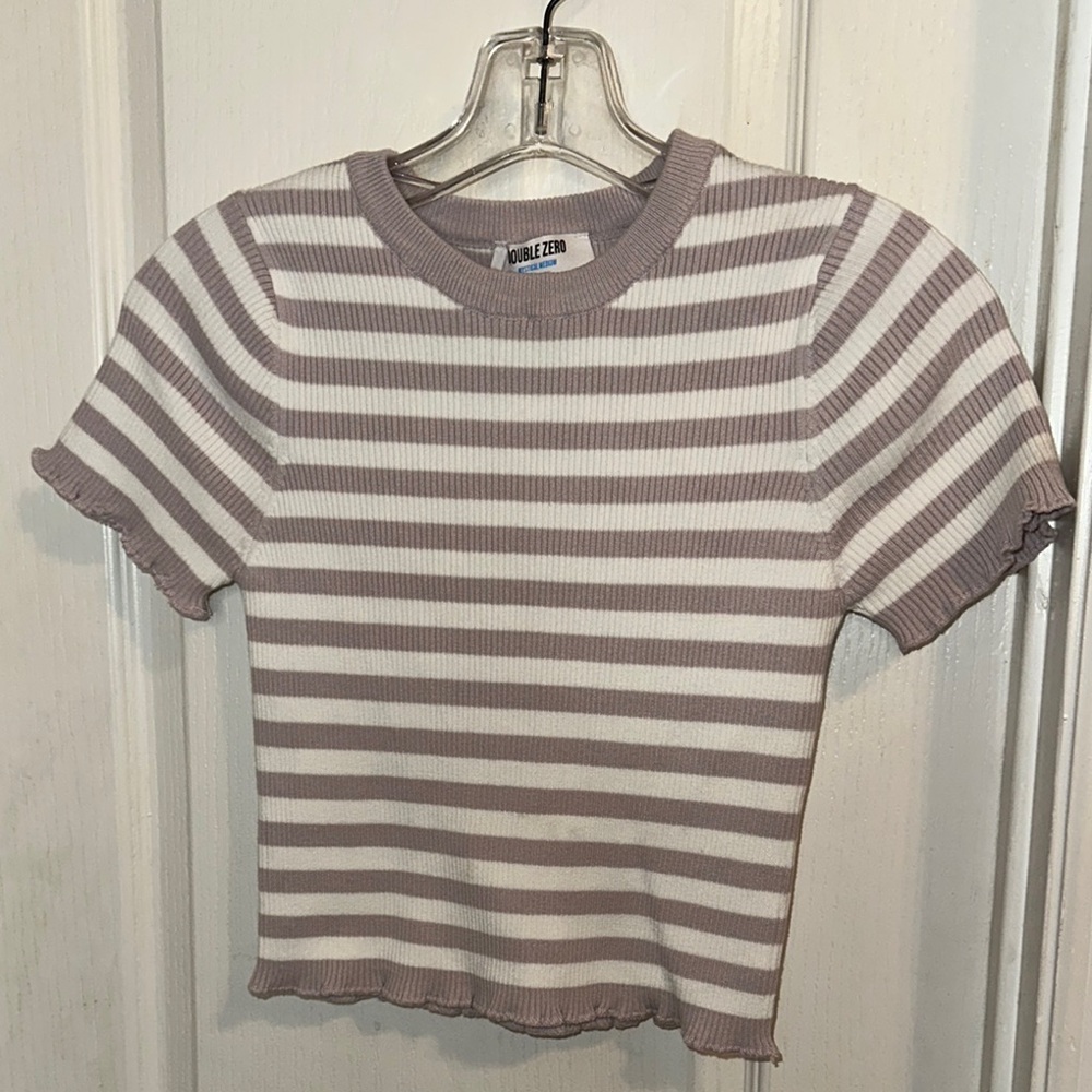 Striped Light Purple and White Top